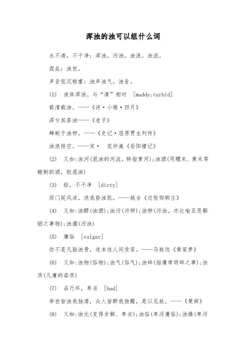 浑浊的浊可以组什么词