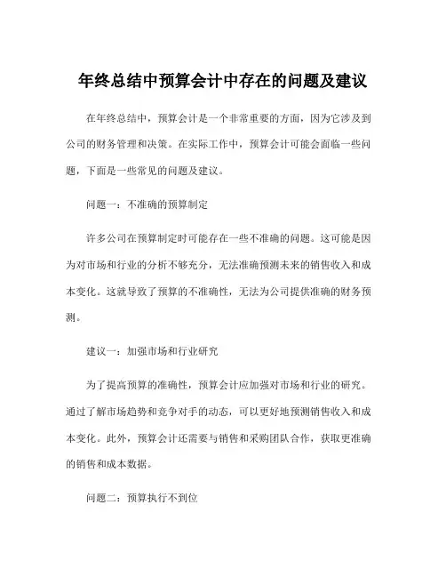 年终总结中预算会计中存在的问题及建议