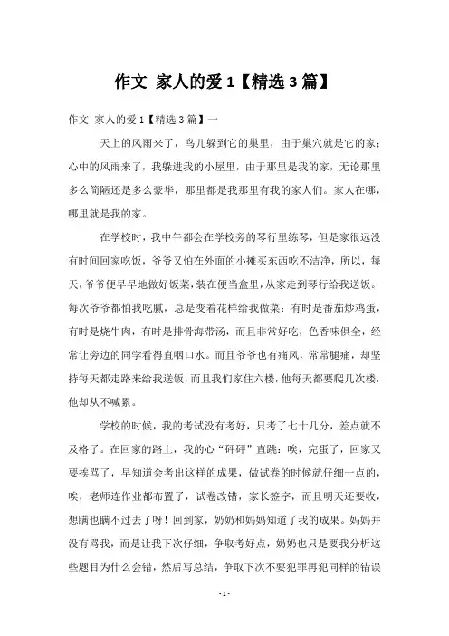 作文 家人的爱1【3篇】