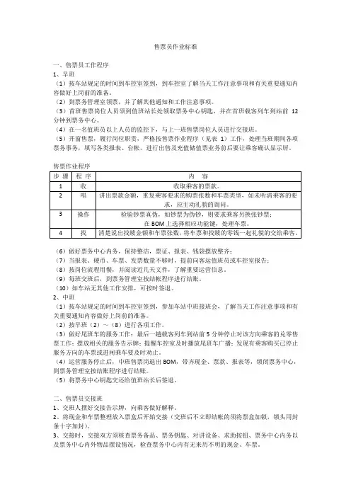 城市轨道交通-售票员作业标准