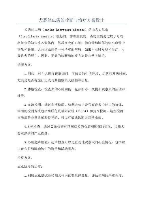犬恶丝虫病的诊断与治疗方案设计