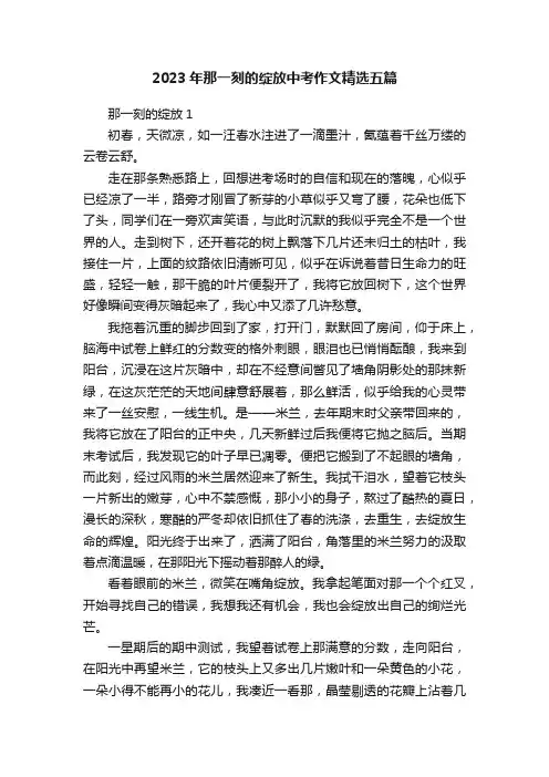 2023年那一刻的绽放中考作文精选五篇