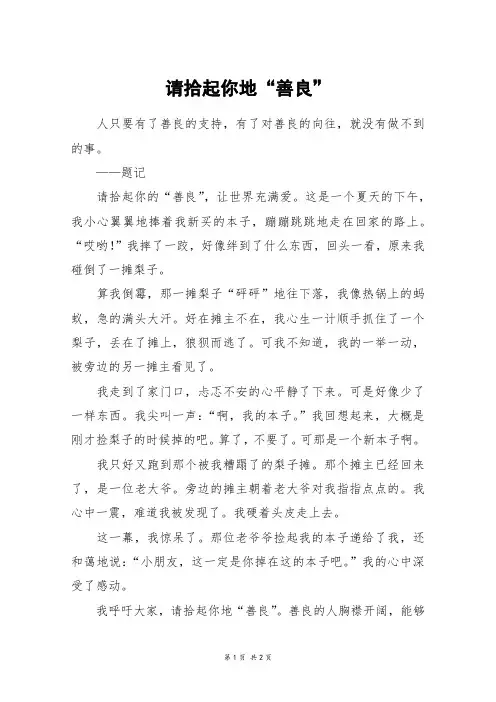 请拾起你地“善良”_四年级作文