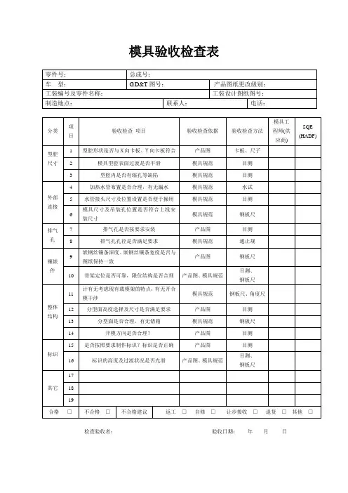 模具检查表