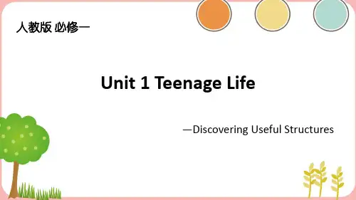 人教版(2019)必修一Unit 1 Teenage life - Discovering Useful Structrues