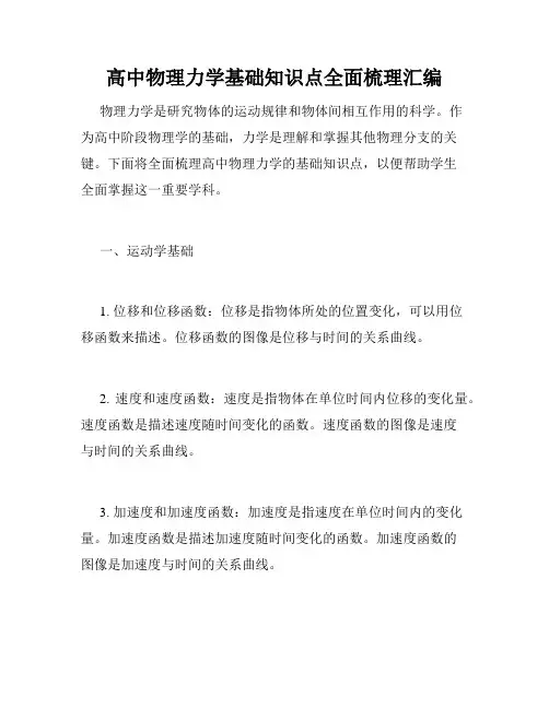 高中物理力学基础知识点全面梳理汇编