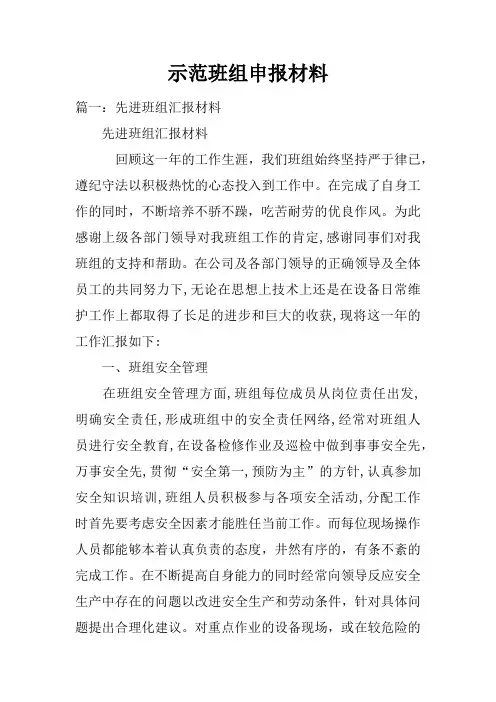 示范班组申报材料