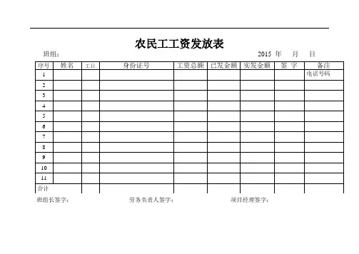 农民工工资发放表