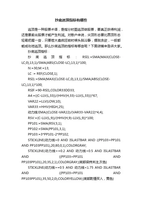 抄底逃顶指标有哪些