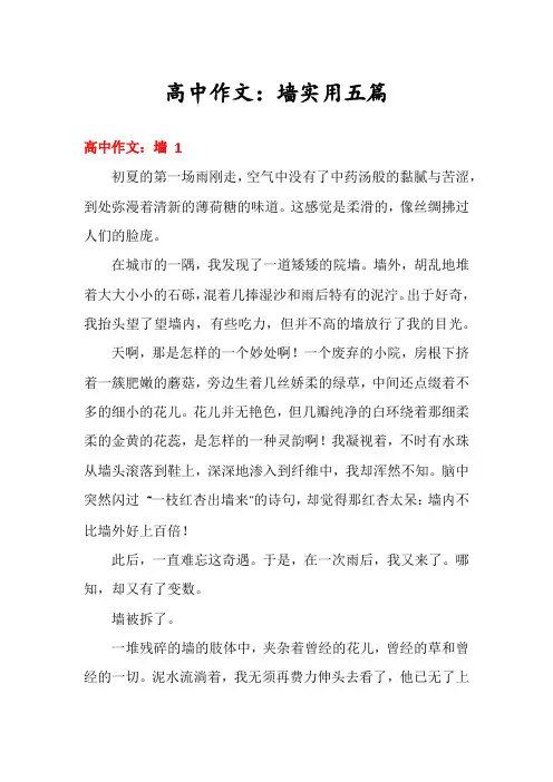 高中作文：墙实用五篇