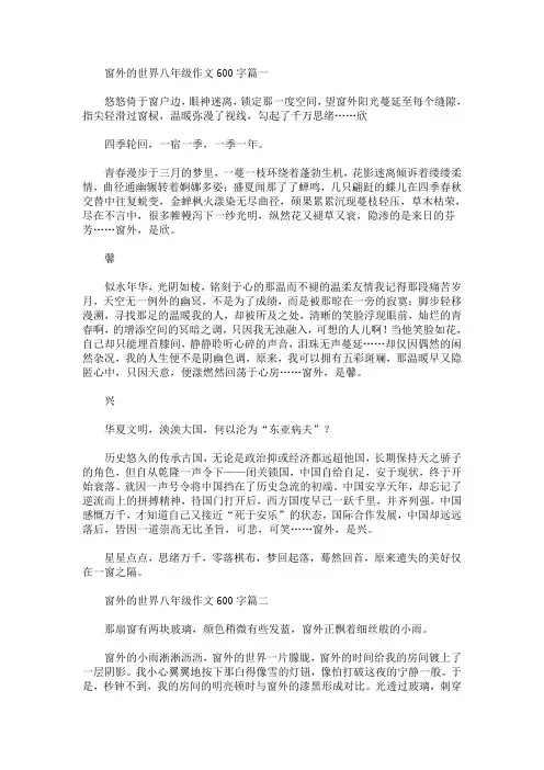 窗外的世界八年级作文600字(最新)