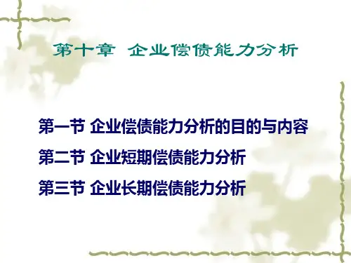 财务分析：10第十章 企业偿债能力分析