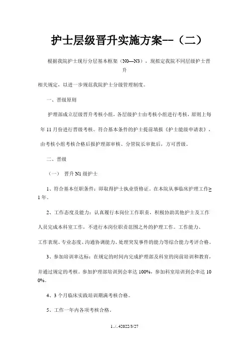 护士层级晋升实施方案1