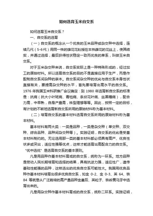 如何选育玉米自交系
