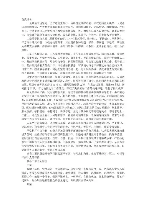 干部自我评价