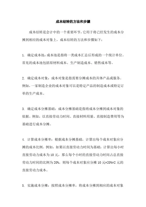 成本结转的方法和步骤