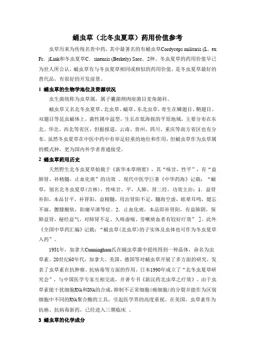 蛹虫草药用价值参考