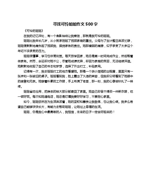 寻找可怜姐姐作文500字