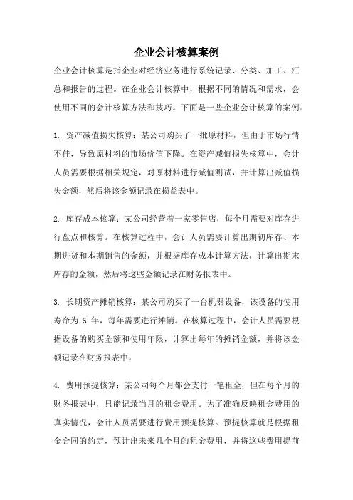 企业会计核算案例