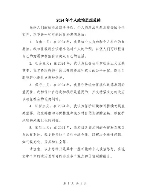 2024年个人政治思想总结