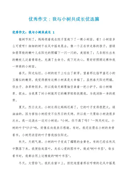 优秀作文：我与小树共成长优选篇