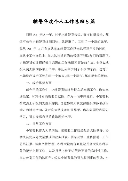 辅警年度个人工作总结5篇
