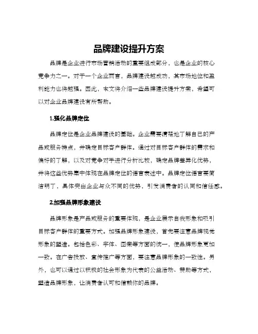 品牌建设提升方案
