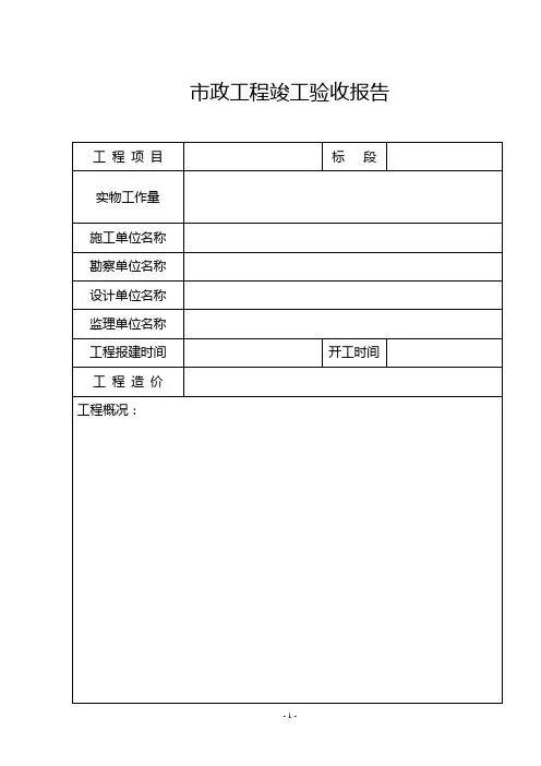 市政工程竣工验收报告 3