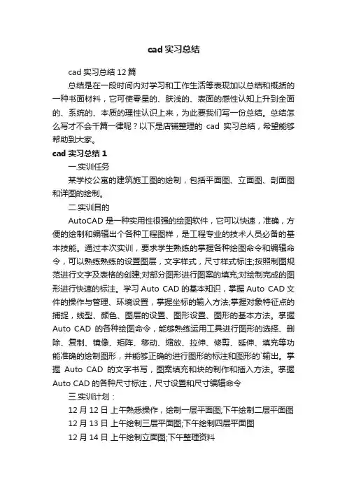 cad实习总结
