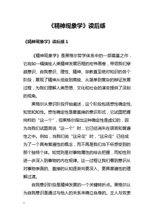 《精神现象学》读后感