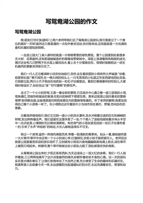 写鸳鸯湖公园的作文