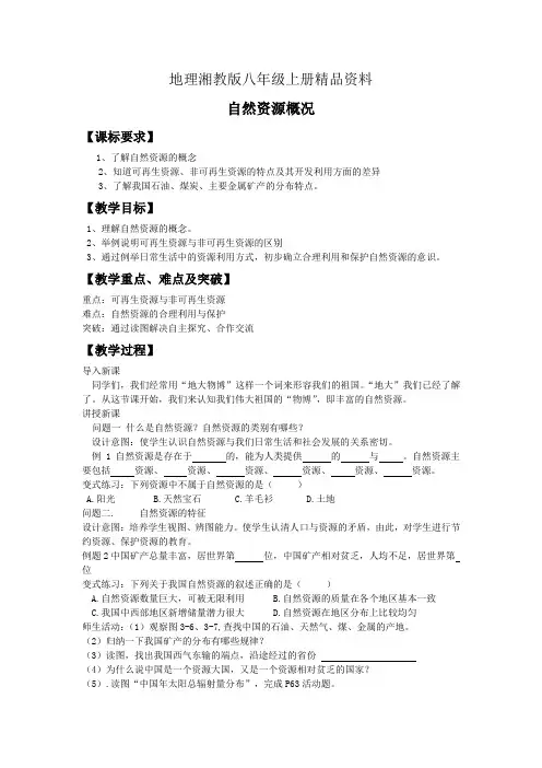 地理湘教版八年级上册精品资料自然资源概况 (2)