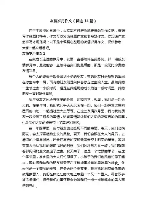 友情岁月作文（精选14篇）