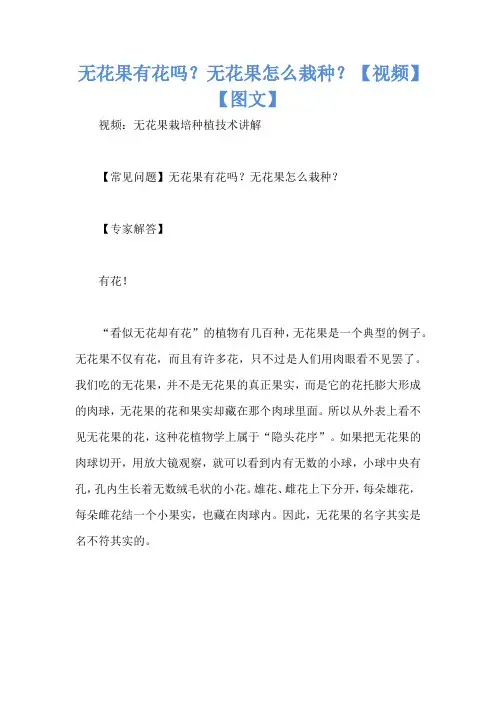 无花果有花吗？无花果怎么栽种？【视频】【图文】