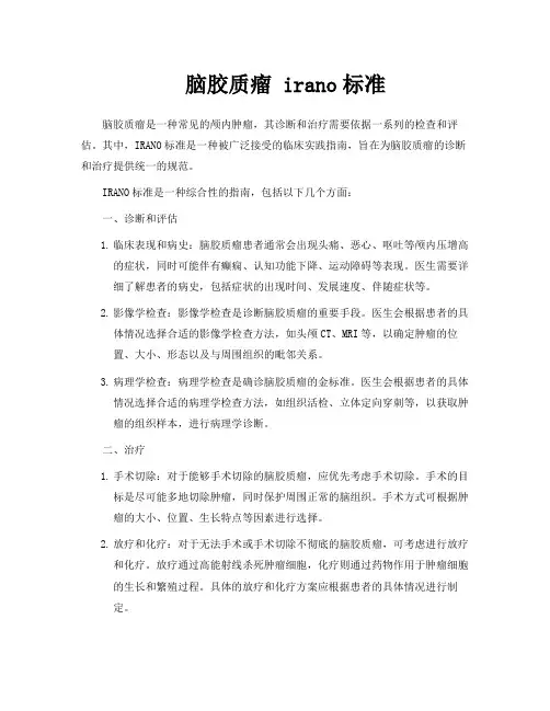 脑胶质瘤 irano标准