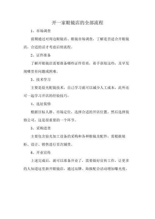 开一家眼镜店的全部流程