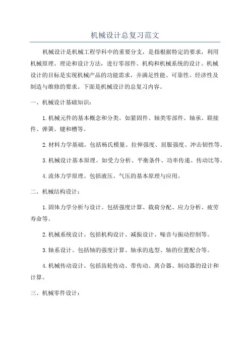 机械设计总复习范文