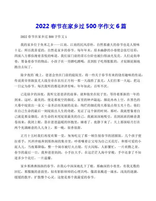 2022春节在家乡过500字作文6篇