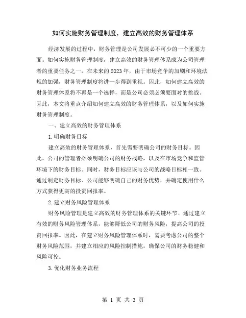如何实施财务管理制度,建立高效的财务管理体系