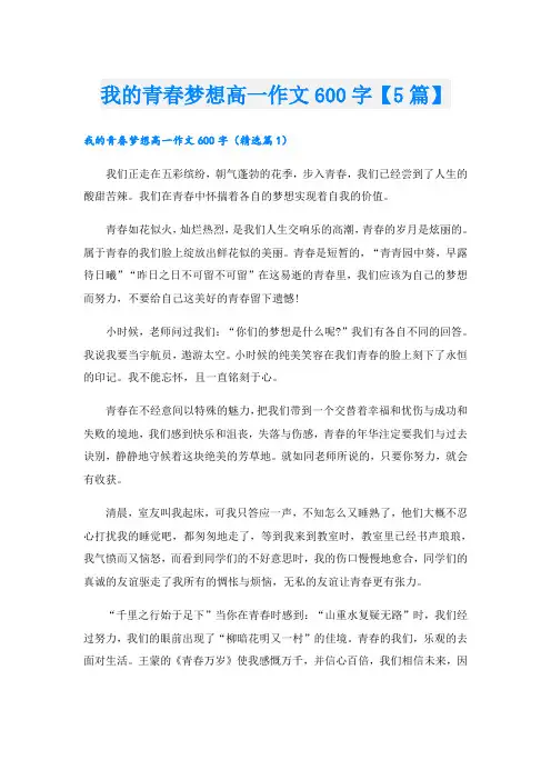 我的青春梦想高一作文600字【5篇】