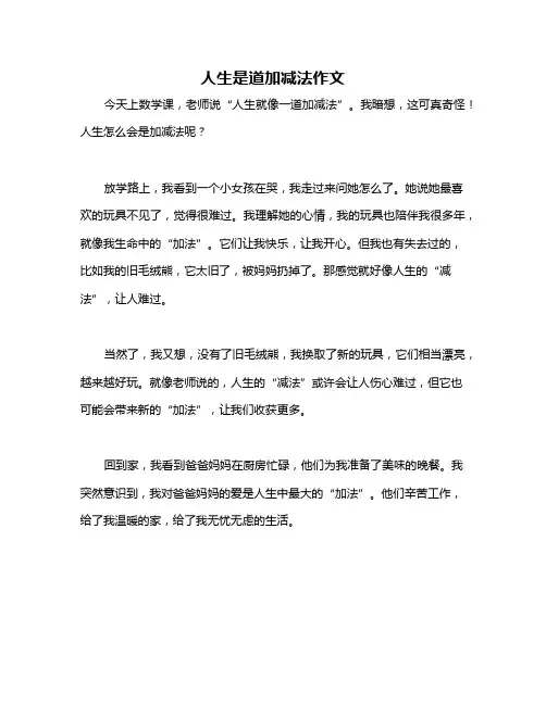 人生是道加减法作文