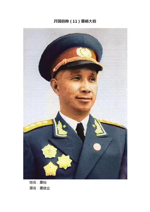 开国将帅（11）粟裕大将
