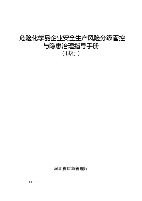 危险化学品企业安全生产风险分级管控与隐患治理指导手册(试行)