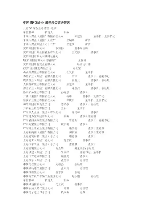 中国59强企业-关键人物决策者