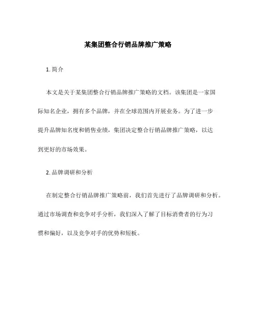 某集团整合行销品牌推广策略