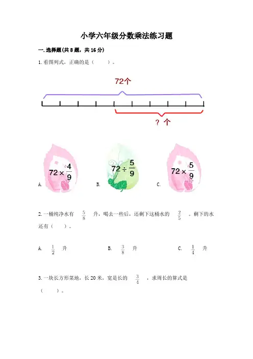 小学六年级分数乘法练习题及解析答案