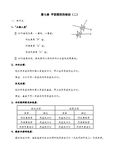 苏科版七下数学知识点总结