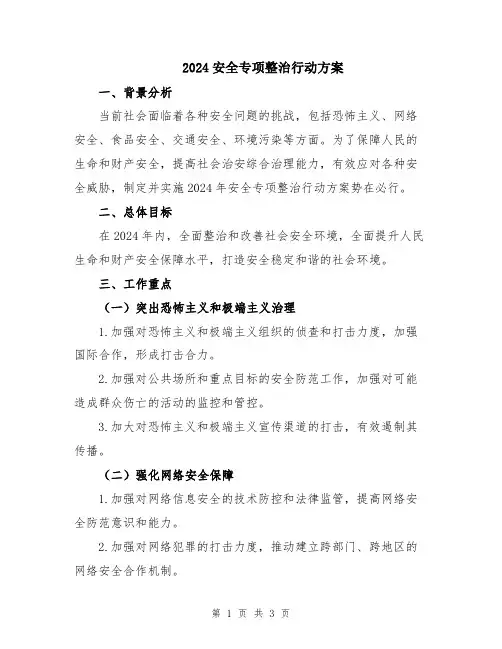2024安全专项整治行动方案