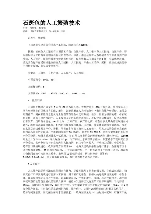 石斑鱼的人工繁殖技术