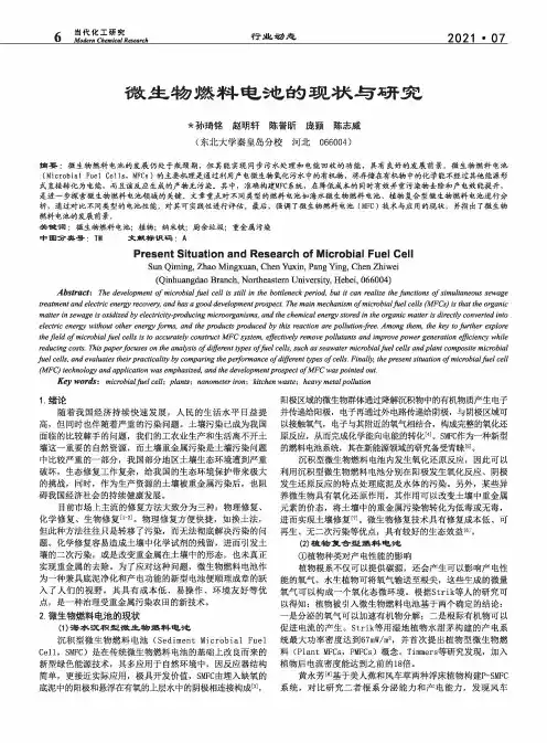 微生物燃料电池的现状与研究
